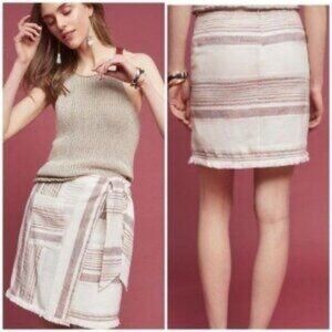 Anthropologie Holding Horses Avery Wrap Skirt Fringe Hem Patch Pocket Size 4 New